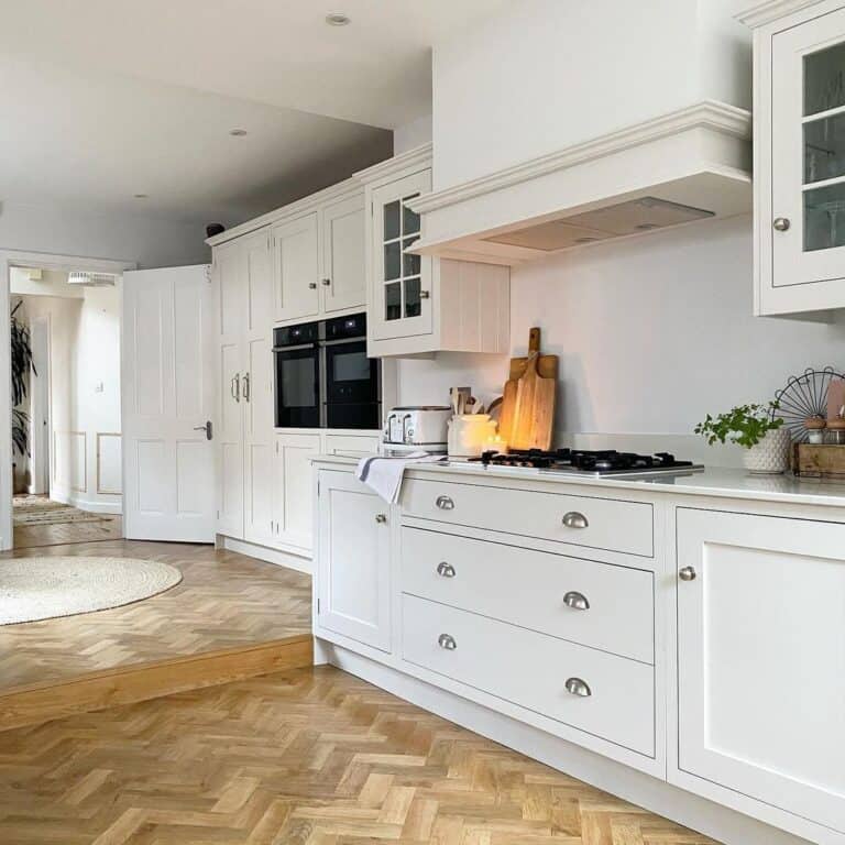 Wood Herringbone Kitchen Floor