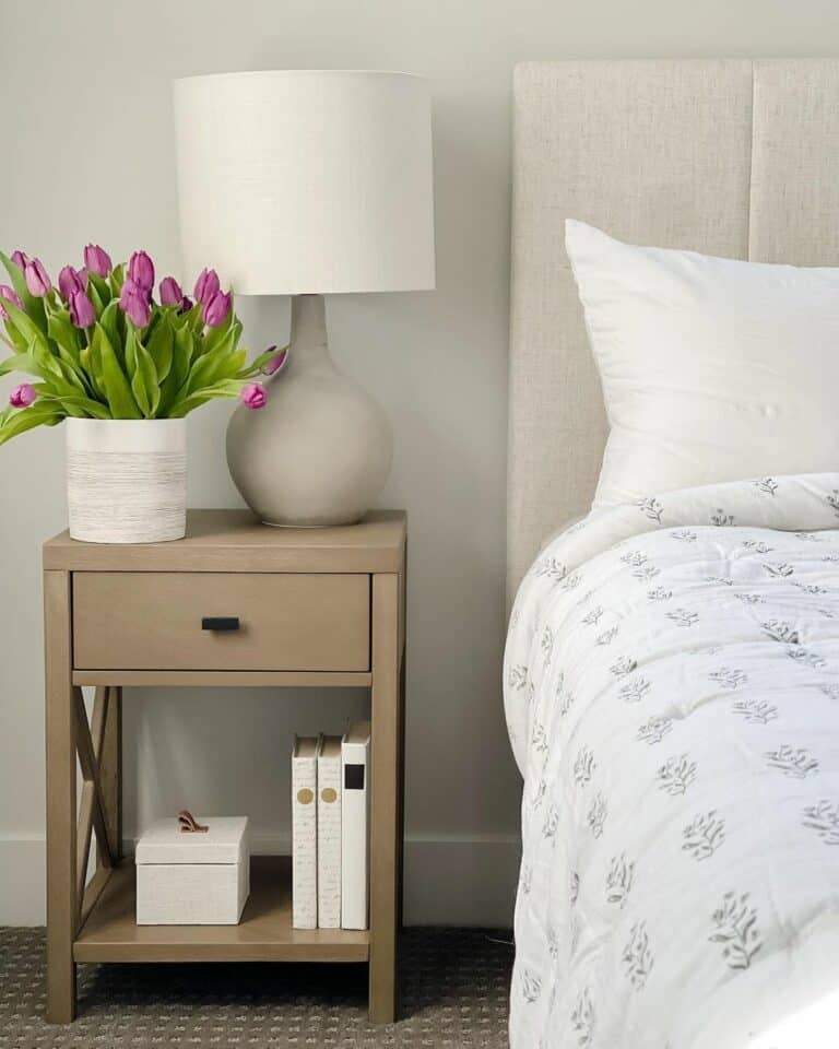 Purple Flowers Accessorize Night Table