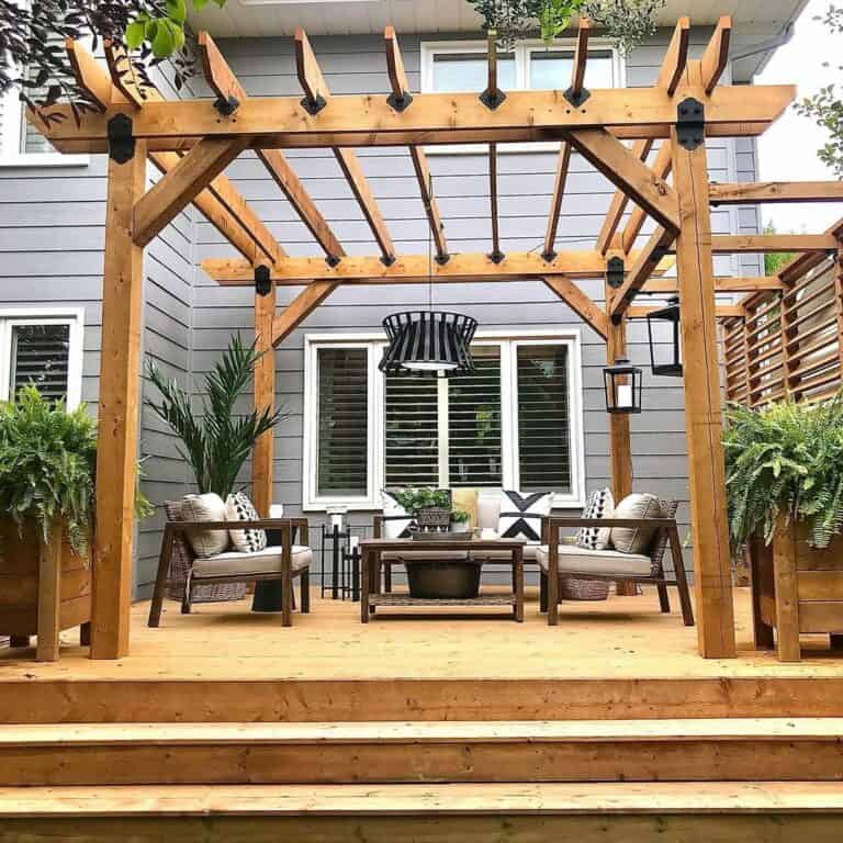 Black Deck Lights With Wood