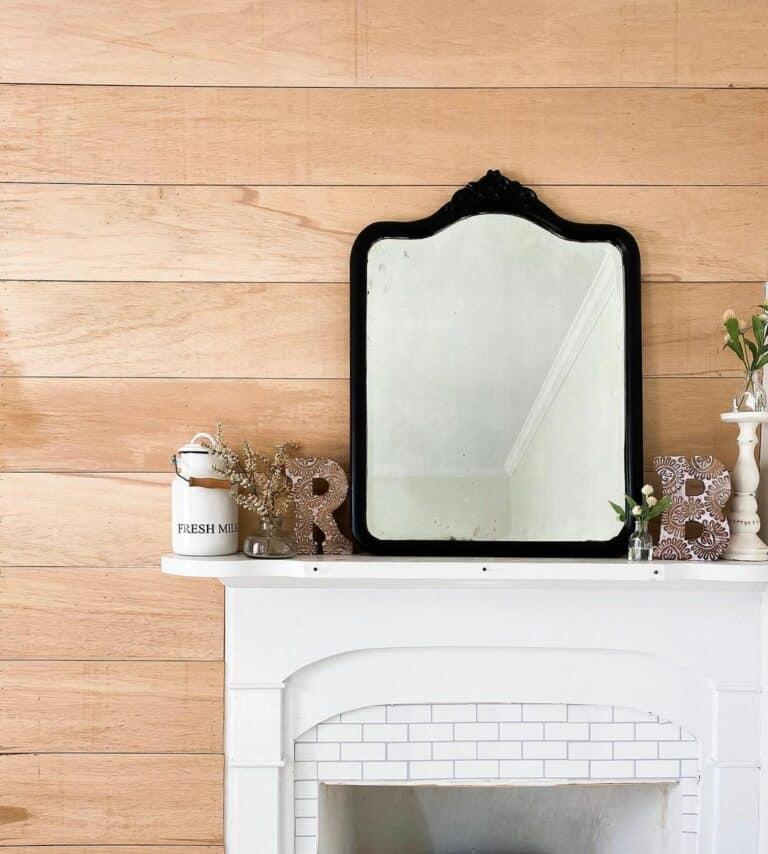 Light Wood Plank Wall Ideas Behind Fireplace