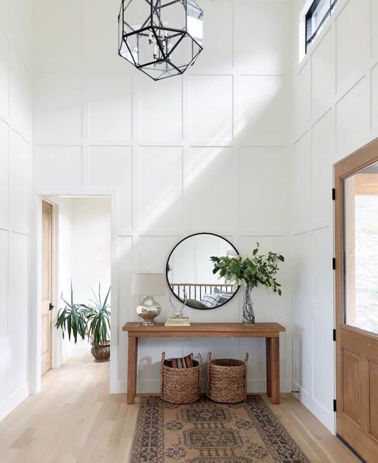 Board and Batten Foyer with Pendant Lighting