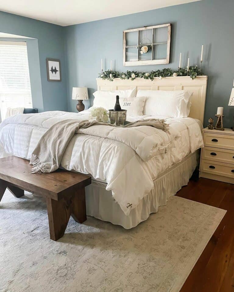 Soft Blue Light Walls in Bedroom