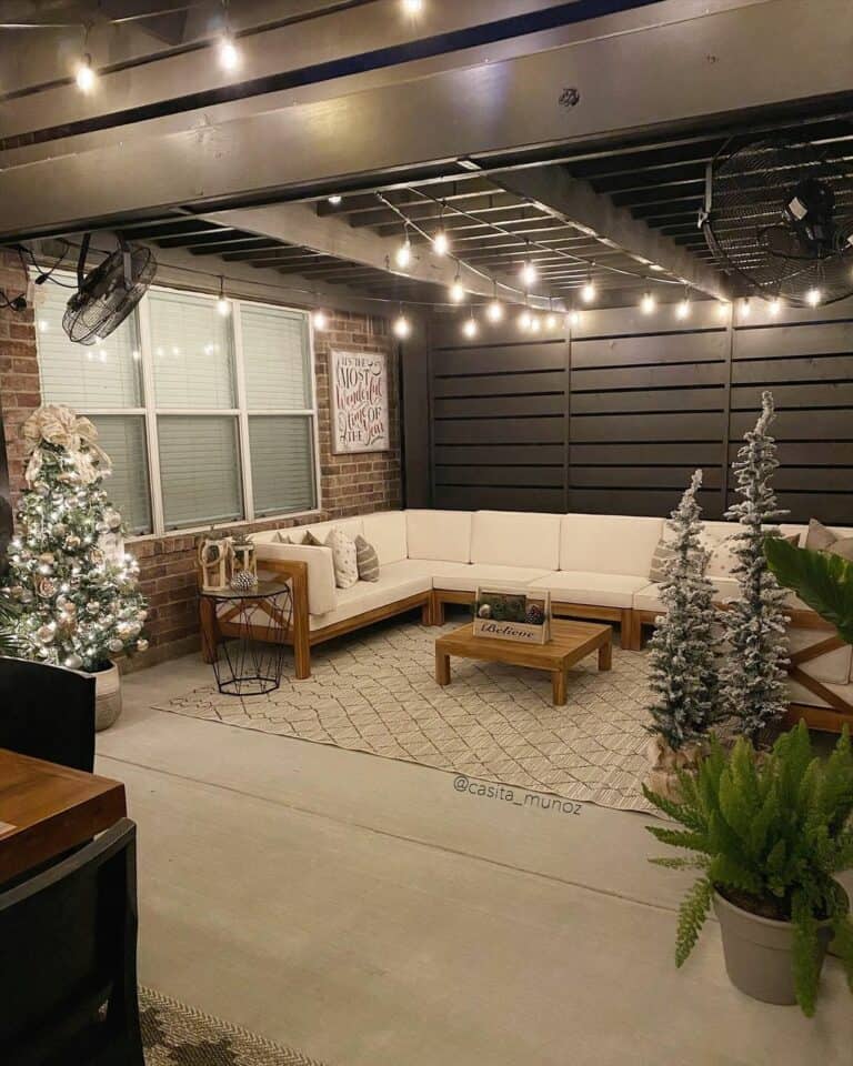 Black Outdoor Pergola With Wooden Patio Set