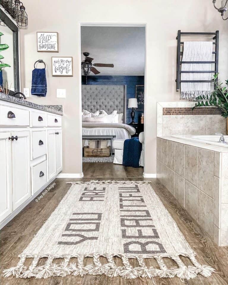 Beige Tile Bathtub Surround and Ledge