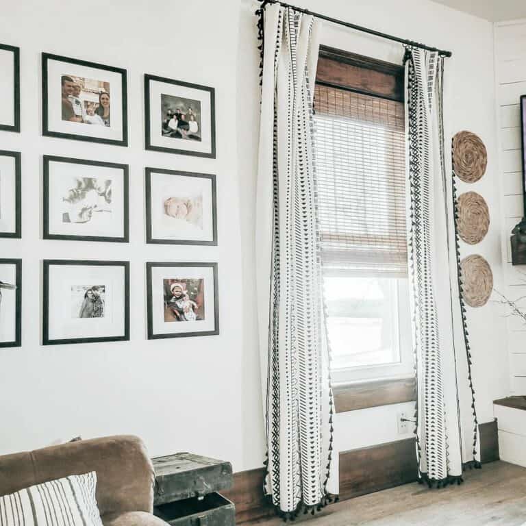 Boho Living Room With White Walls