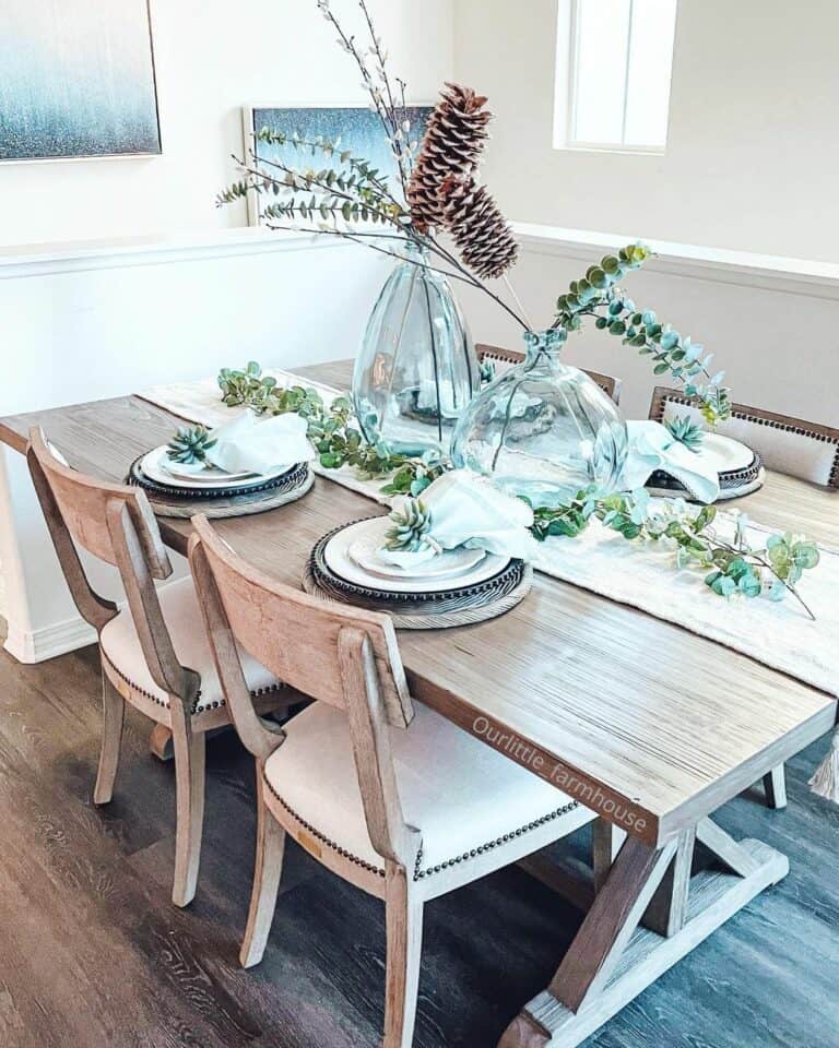 Modern Farmhouse Centerpiece with Glass Vases