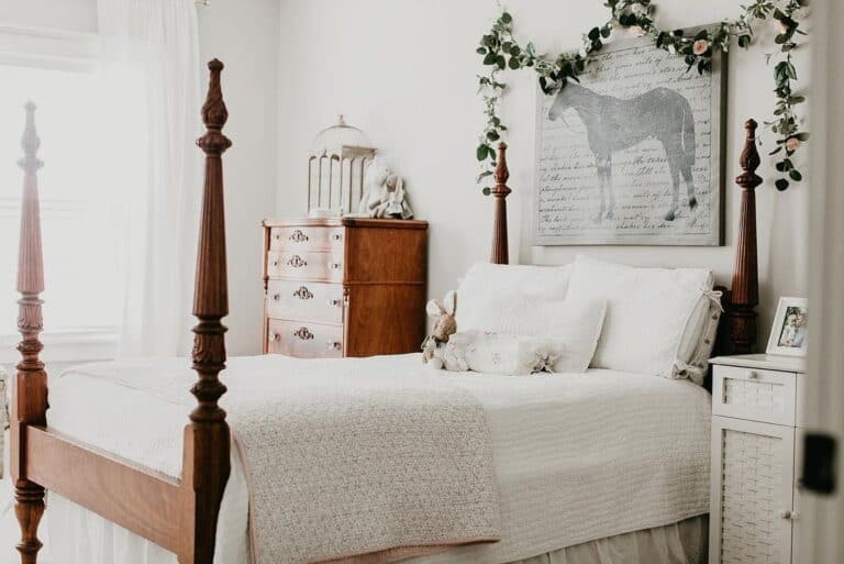 Antique Wood Four Poster Bed