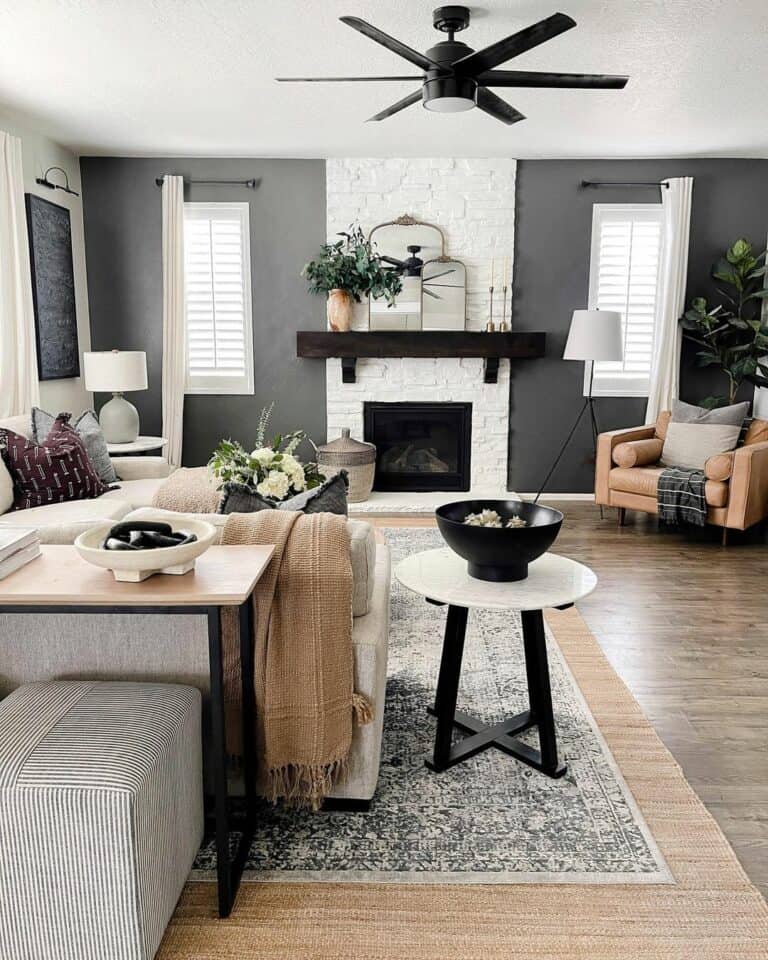Brick Fireplace With Sherwin Williams Peppercorn Paint