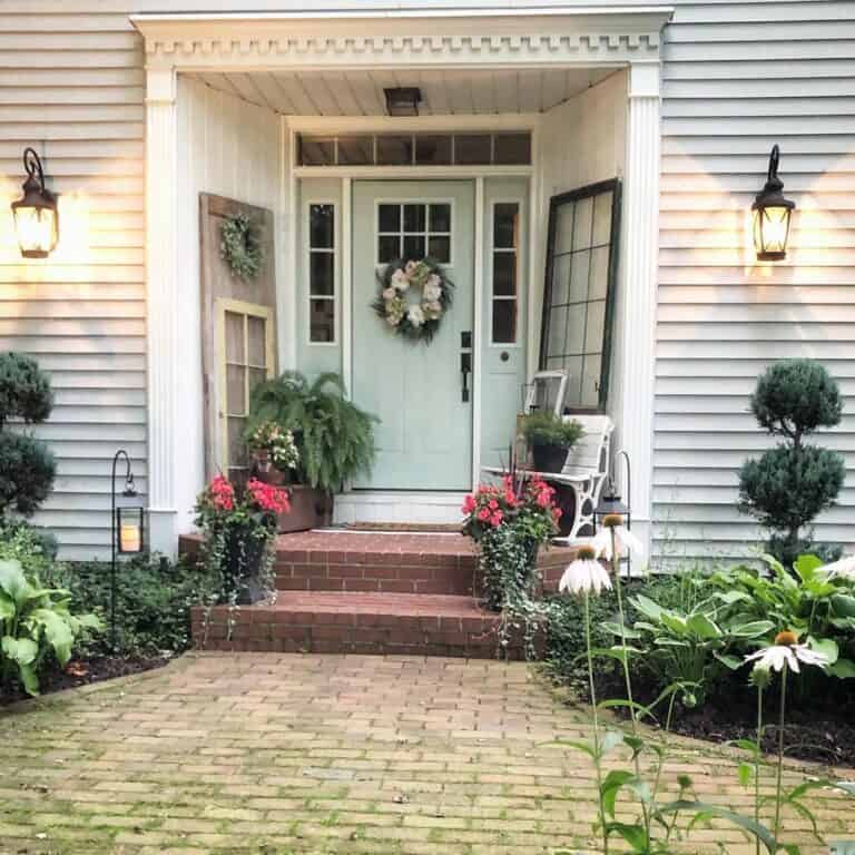 Colonial Home With Dark Brick Steps