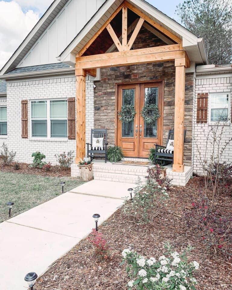 Sandy Brick Steps Leading to Double Doorway