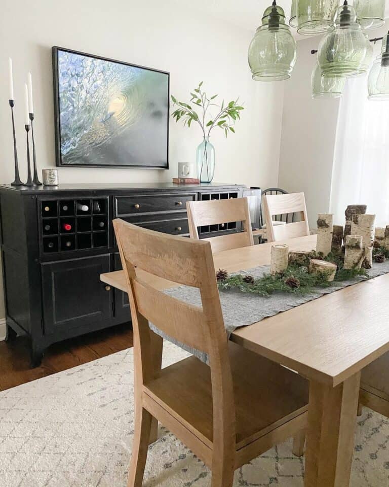 Wine Storage in Winter Dining Room
