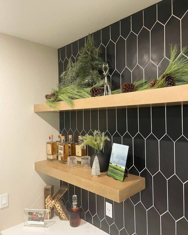 Black Hexagonal Tile Accent Wall