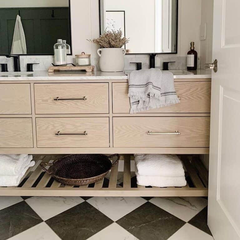 White and Black Marble Checkered Floor