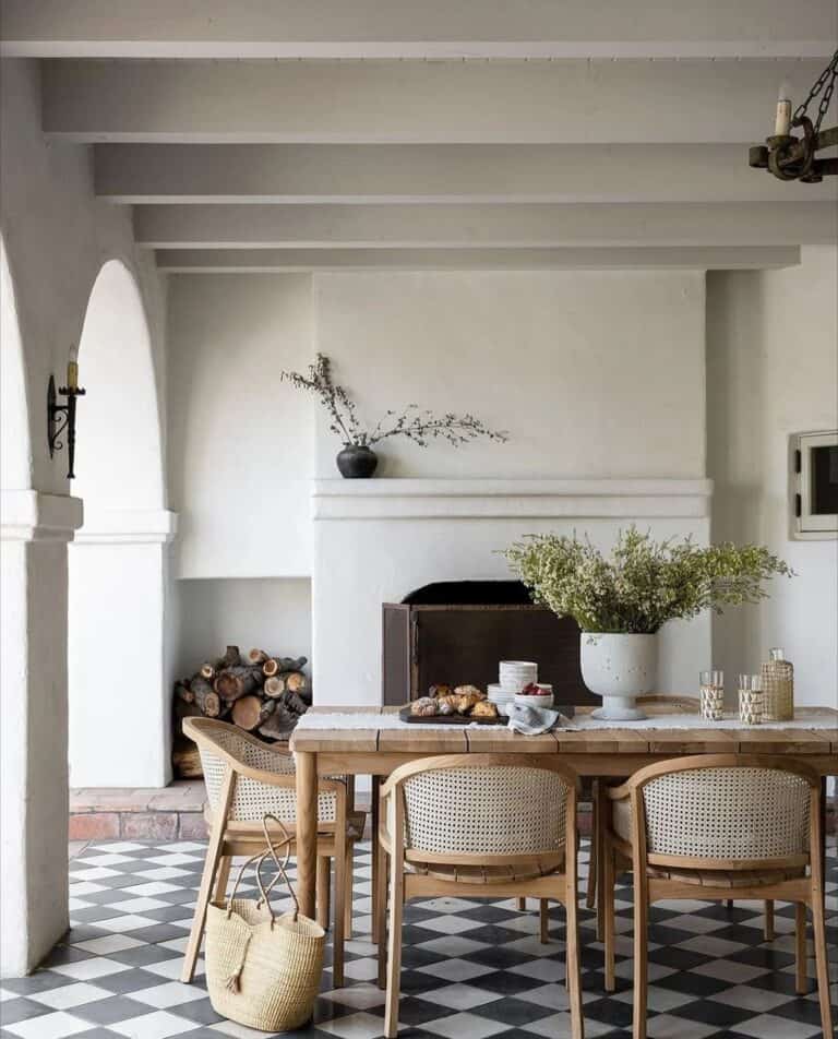 Black and White Checkerboard Floor Tile