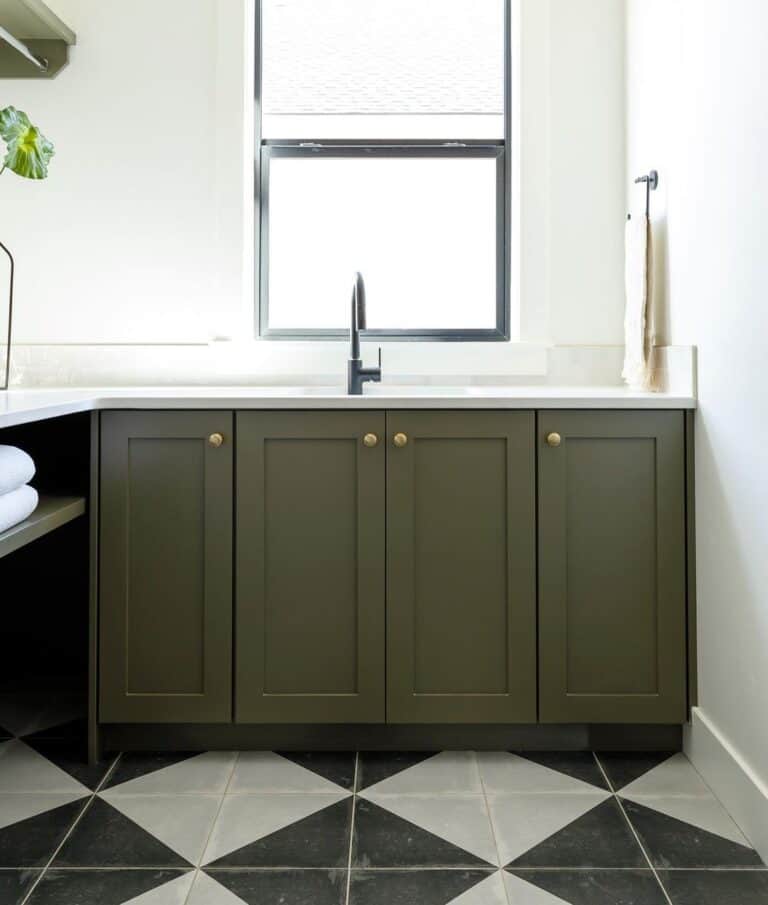 Checkered Floor Tile Laundry Room