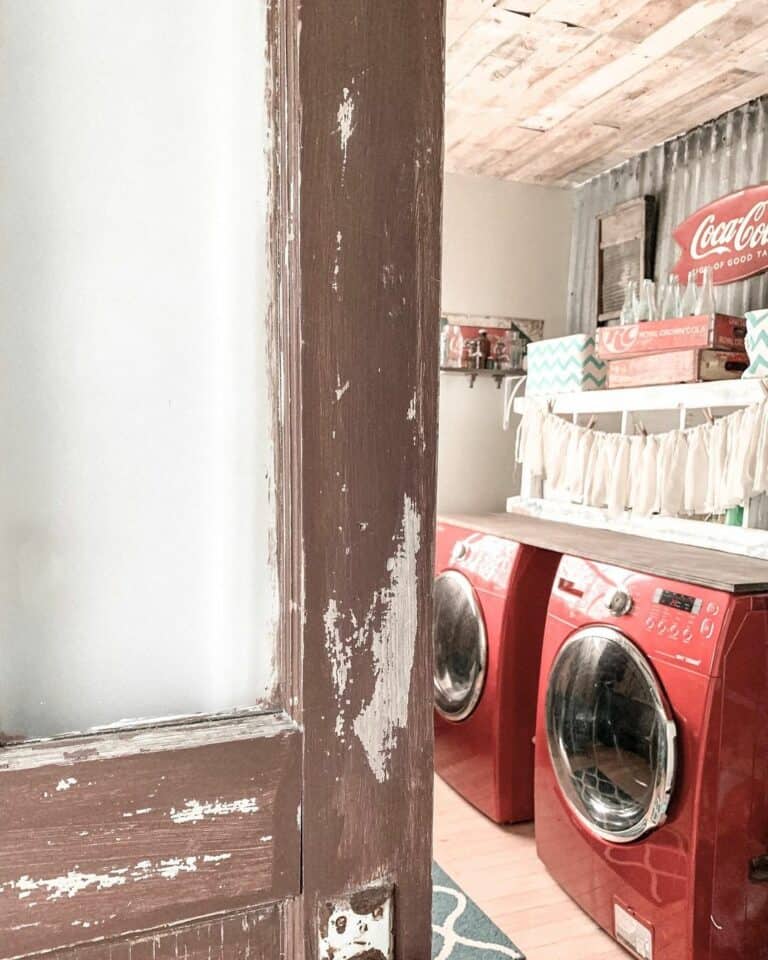 Brown Rustic Laundry Room Door