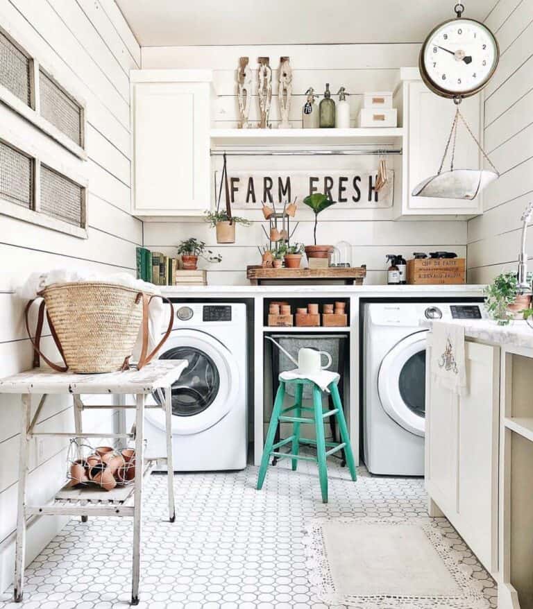 White Shiplap Rustic Laundry Room
