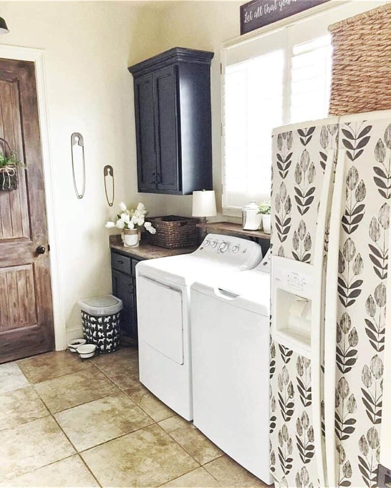 Beige Rustic Laundry Room Floor Tiles