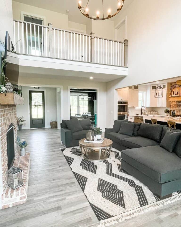 Gray Farmhouse Living Room Sectional Sofa