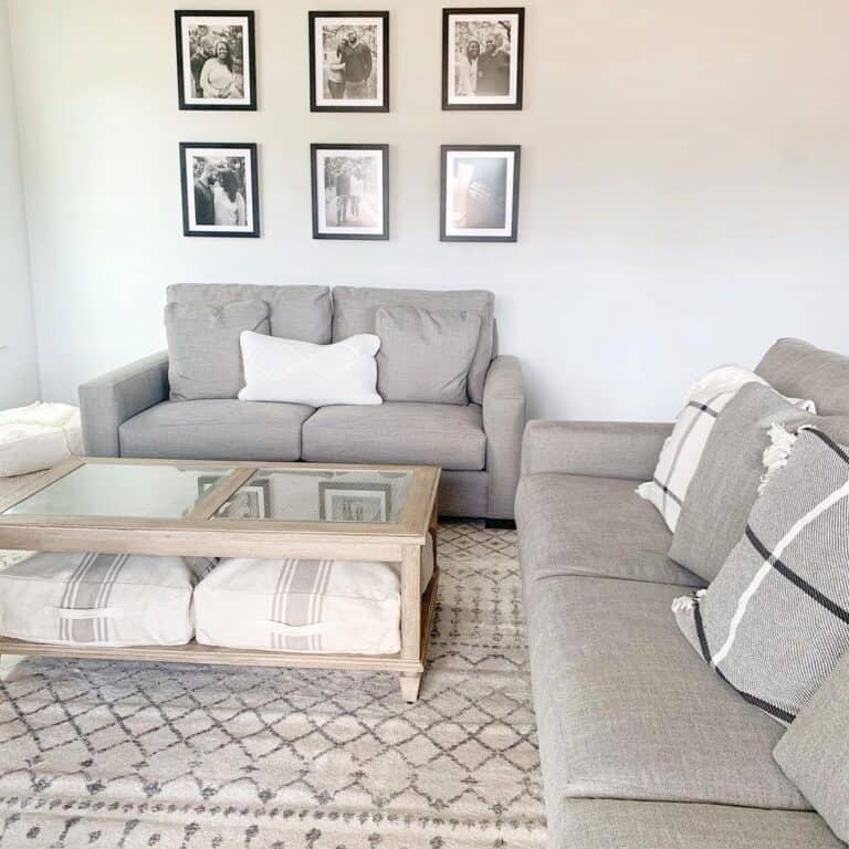 Farmhouse Living Room Grey Loveseat