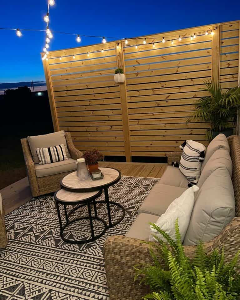 Backyard With a Wood Privacy Wall