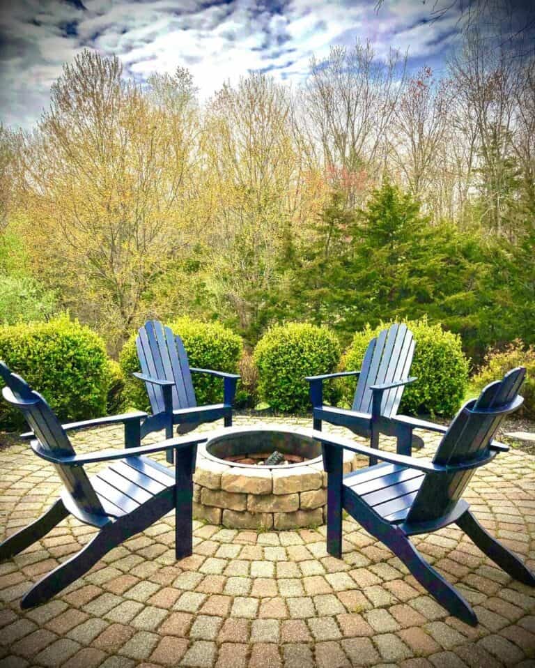 Vintage Backyard With Round Firepit