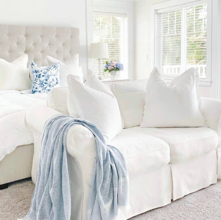 White Bedroom With Blue Accents