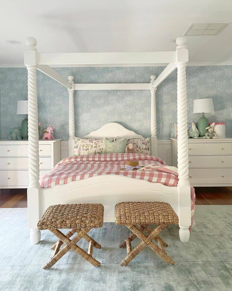 Create a Blue and White Retreat With Floral Wallpaper