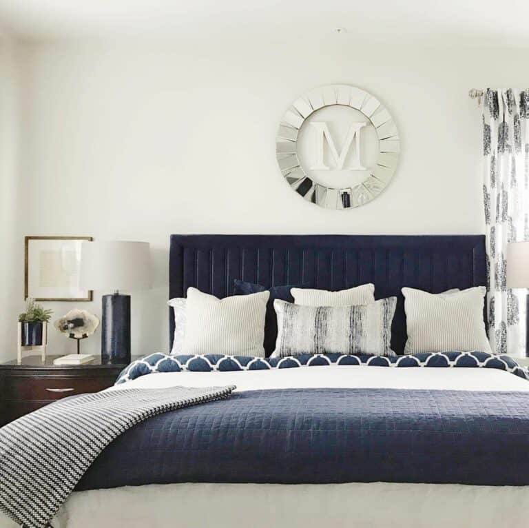 Elegant Blue and White Bedroom Retreat