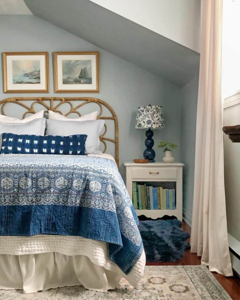 Classic Bedroom With a Blue and White Theme