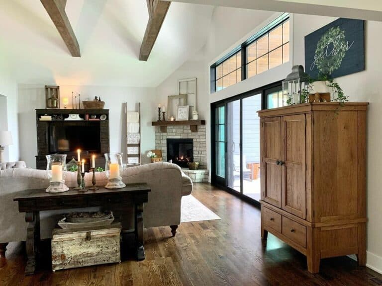 Gray Couch in Living Room With Wood Floors