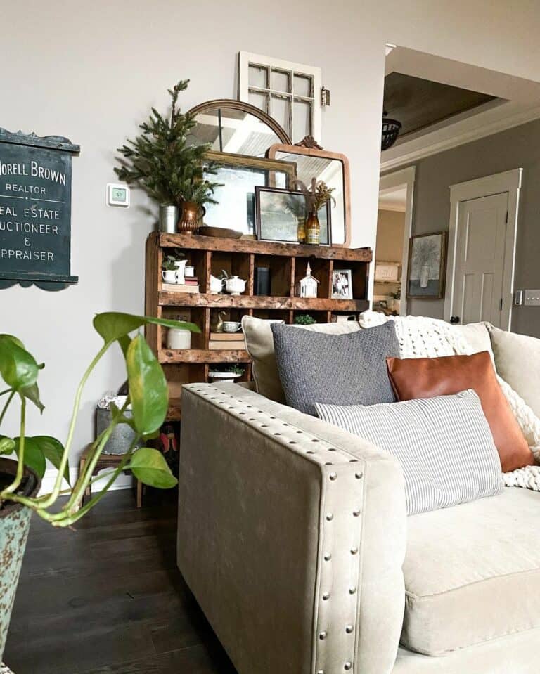 Beige Furniture With Dark Wood Flooring