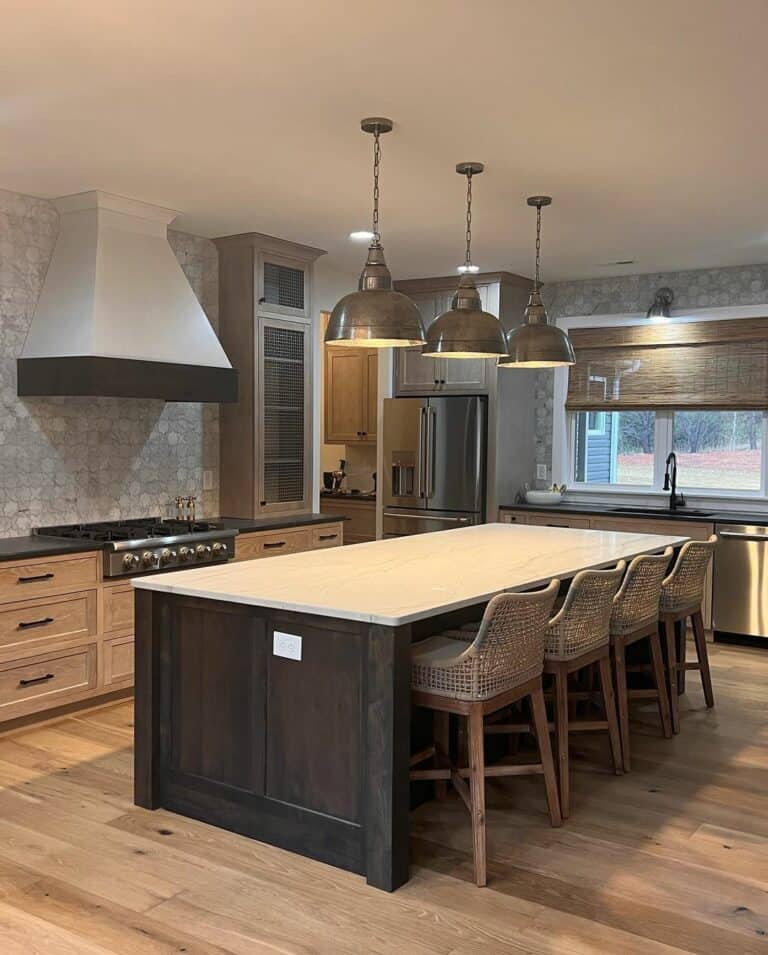 Black Hardware on Custom Oak Cabinets