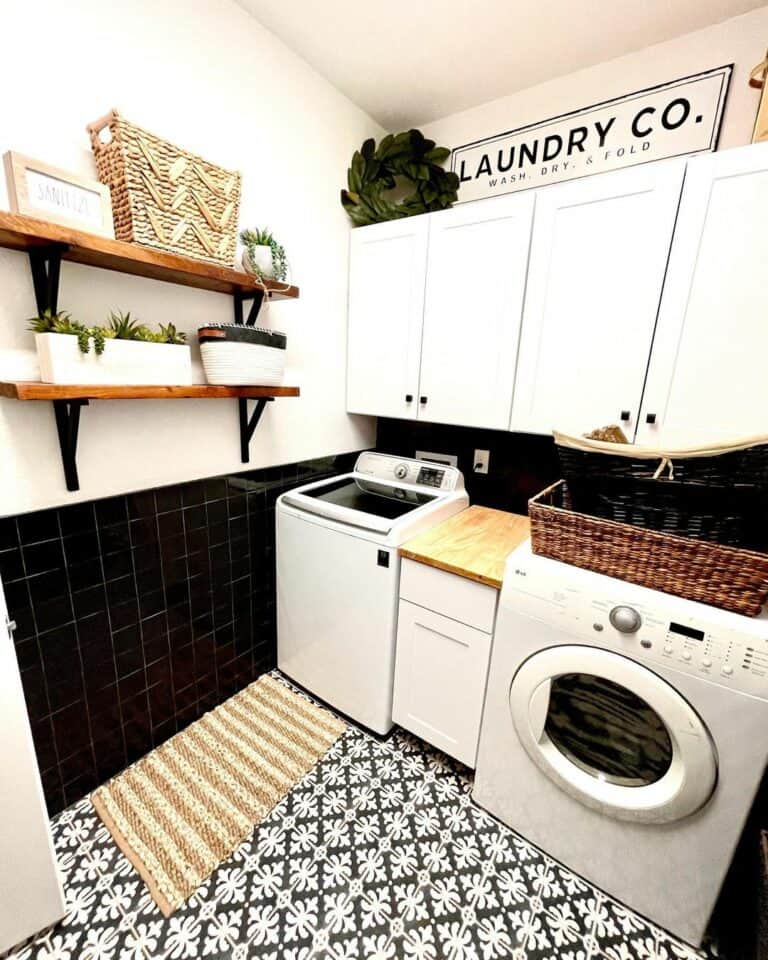 Black Tile on Laundry Room Walls