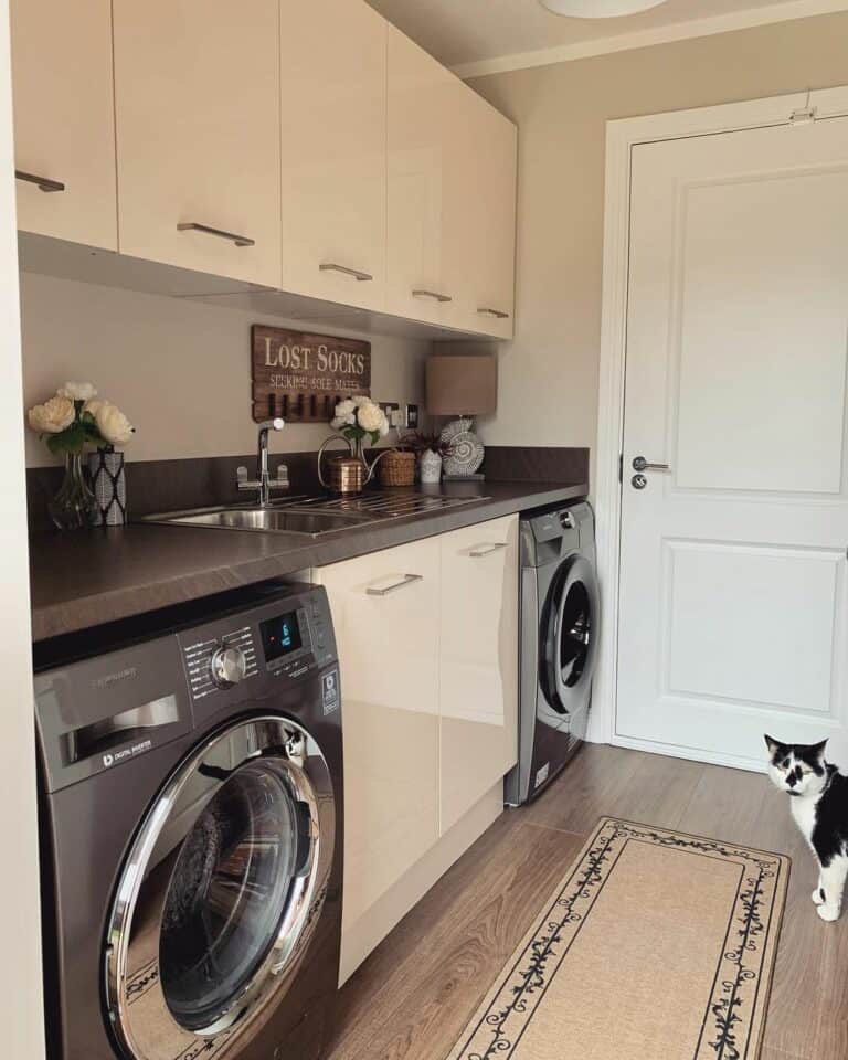 White Farmhouse Laundry Room Door