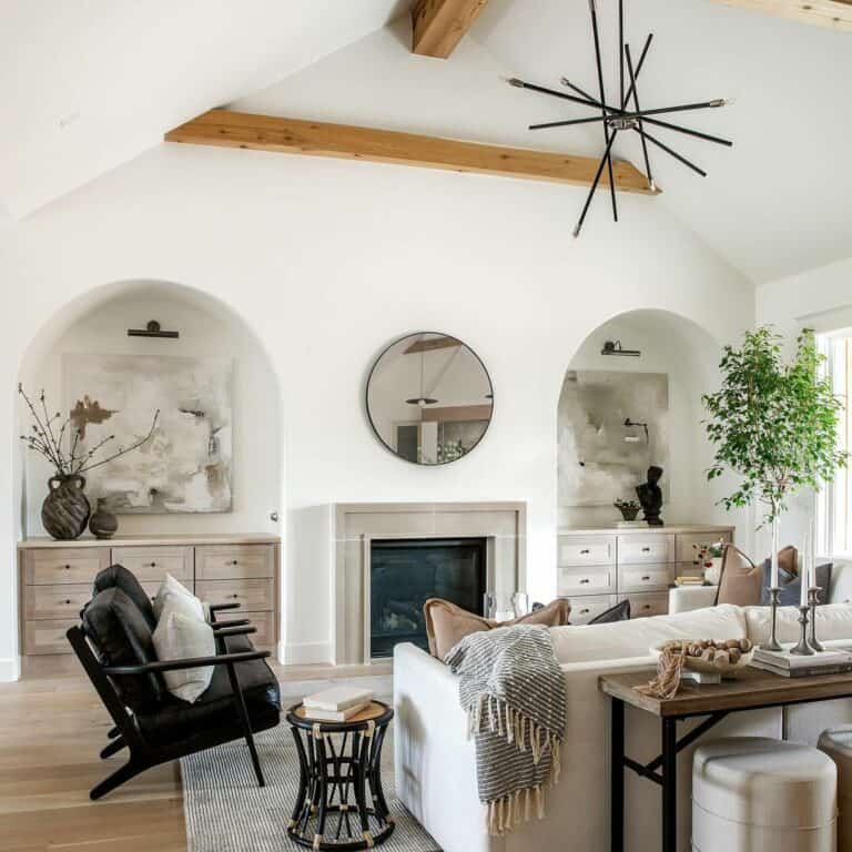 Two-Story Wall with Curved Décor