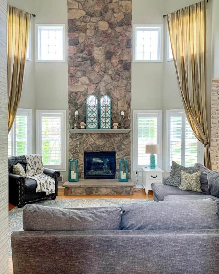 Yellow and Teal Living Room