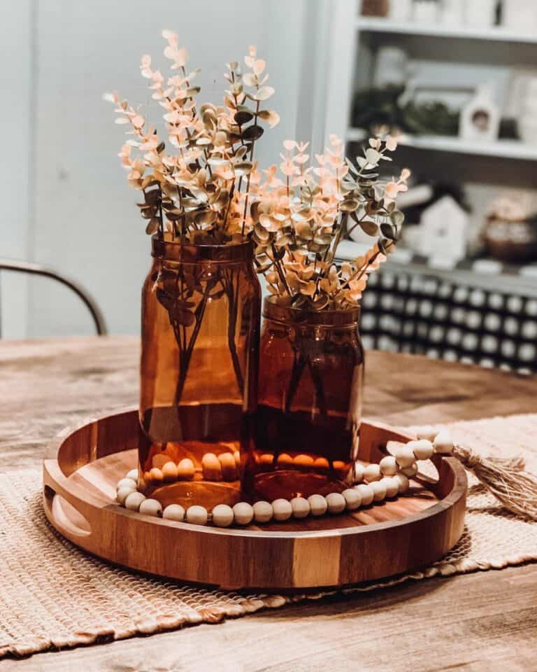 Minimalist Amber Mason Jar Centerpiece