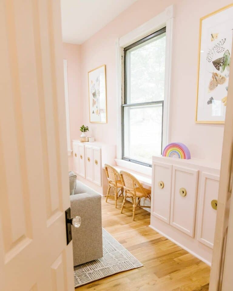 Black Frame Window in Pink Room