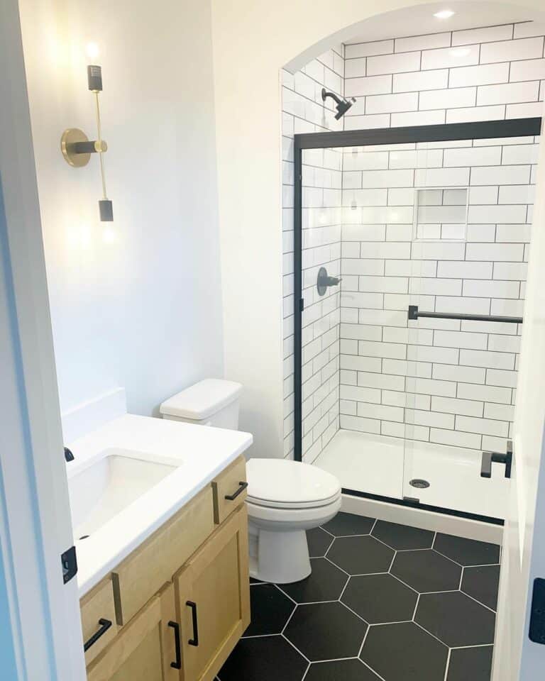 Arched Doorway Into a Shower