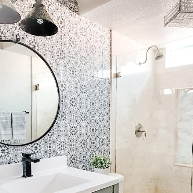 Intricate Tile Behind a Vanity