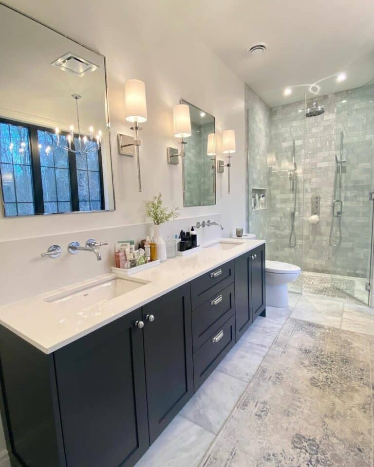 Torch Sconces Adorn a Vanity Wall