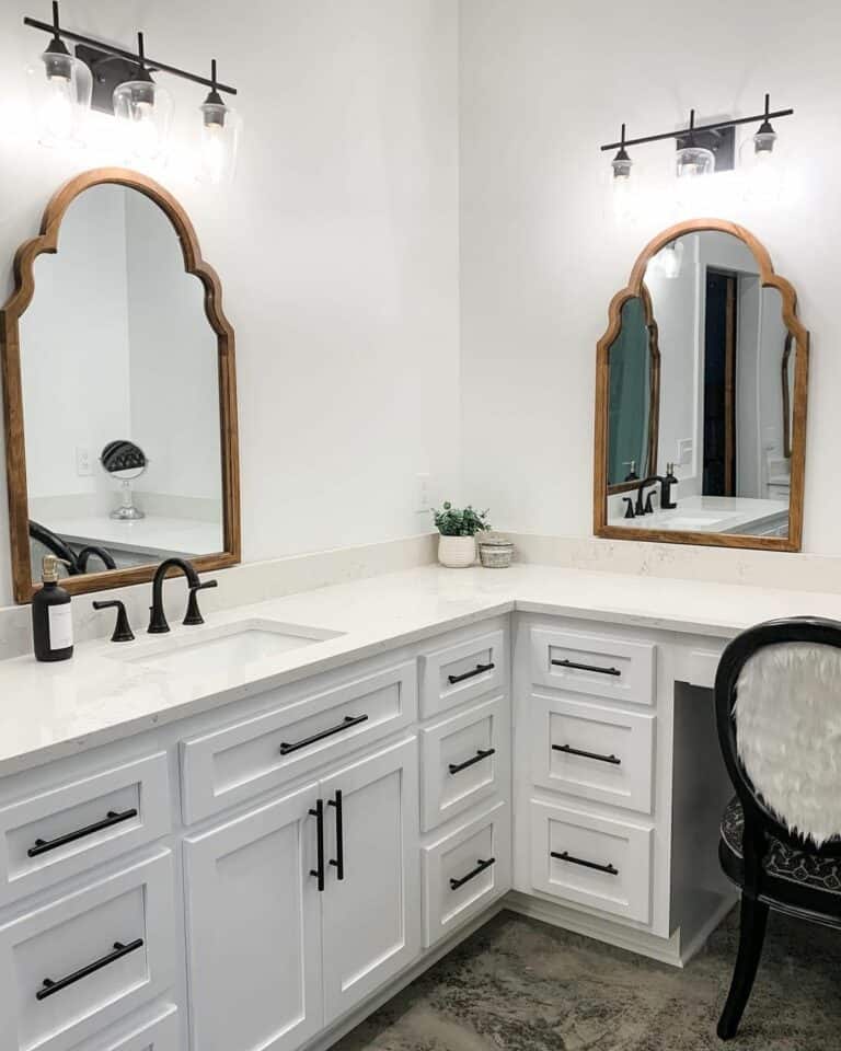 Spacious White Farmhouse Bathroom