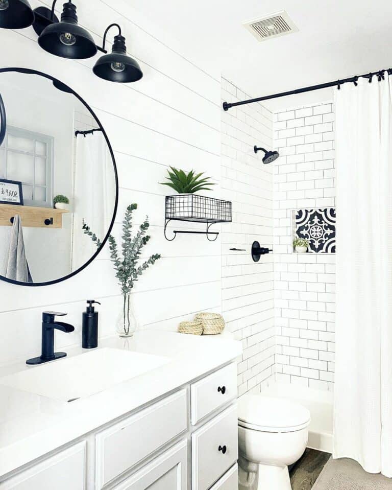 Black and White Farmhouse Bathroom