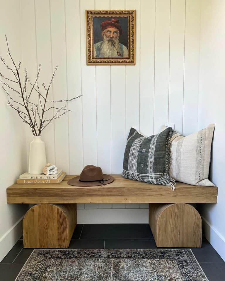 Modern Farmhouse Mudroom With Framed Artwork