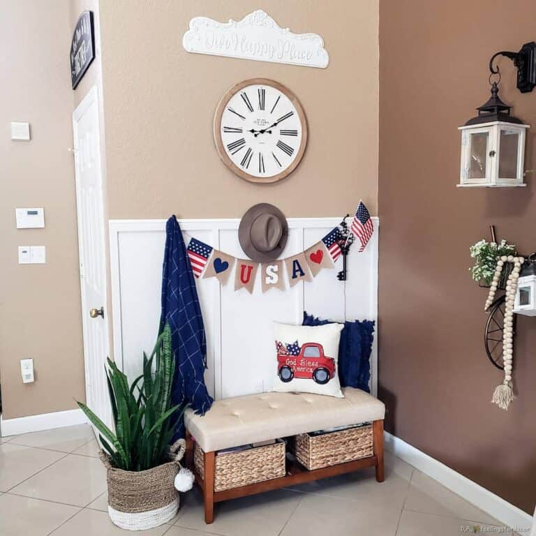 Brown Entryway With Patriotic Décor