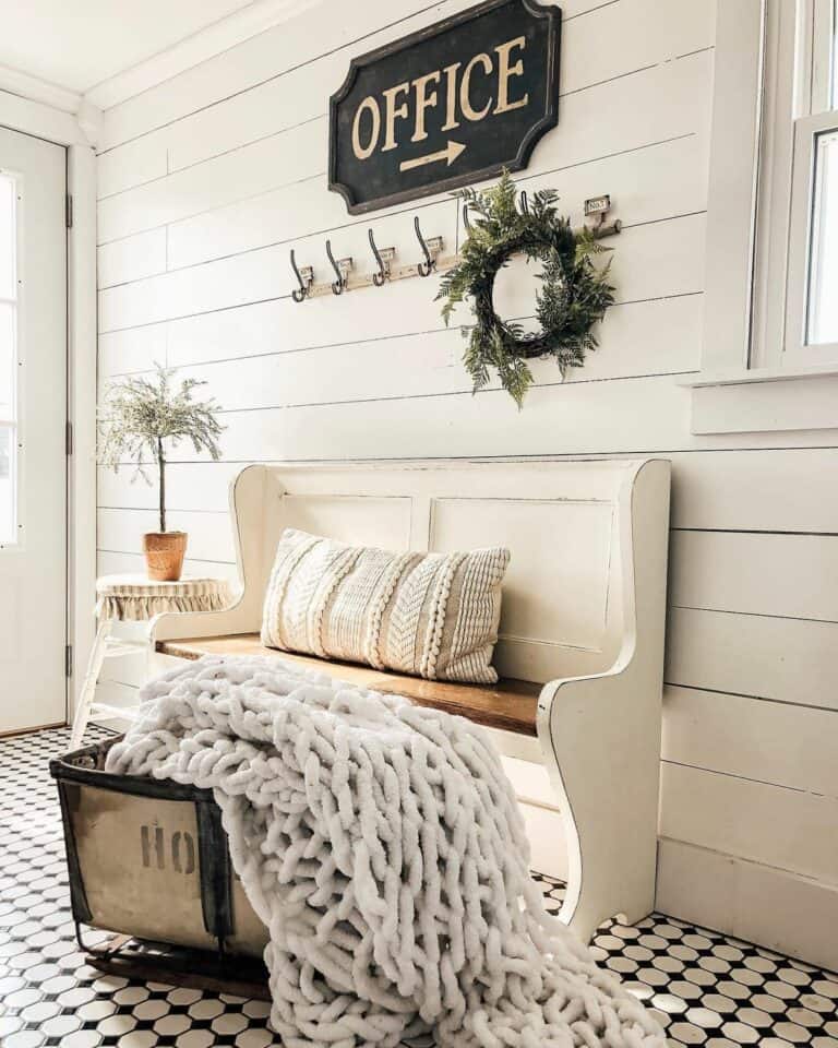 Country Mudroom With Dramatic Tiles