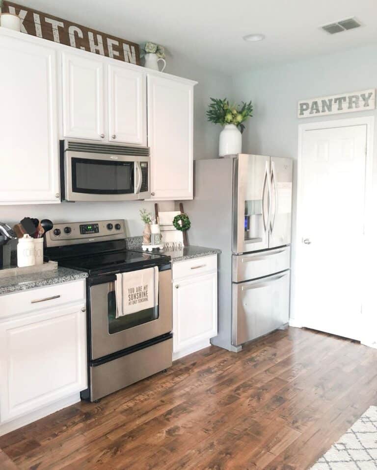 White Vase in Cozy Farmhouse Kitchen