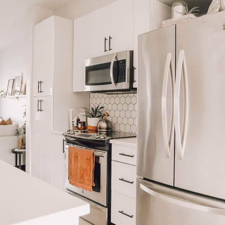 Hex Tile Backsplash with Splash of Color