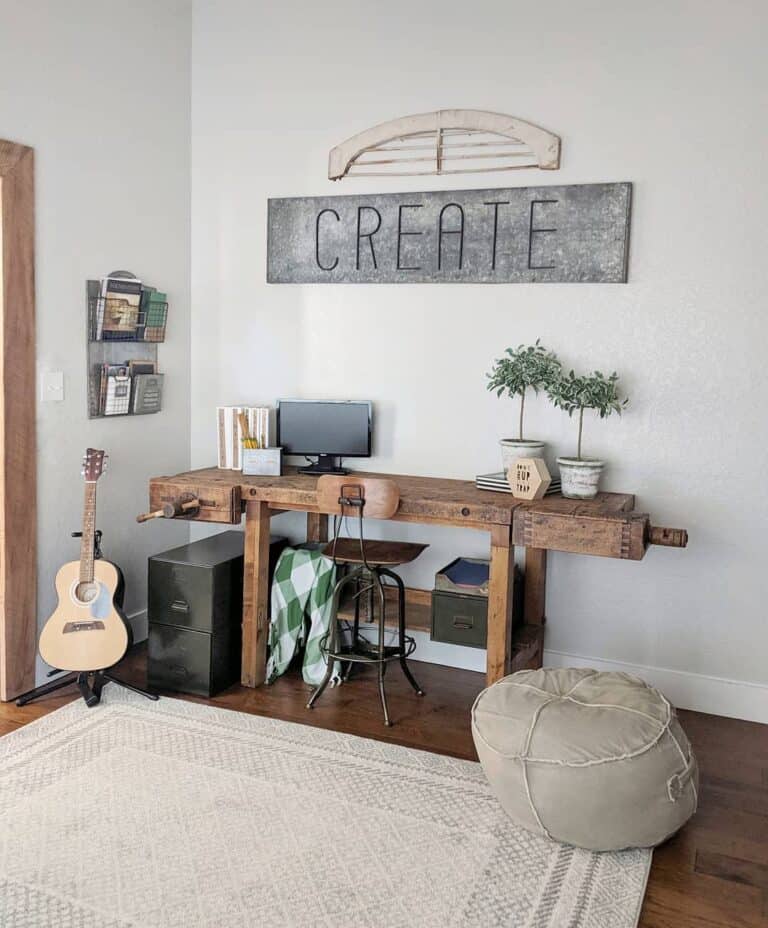 Masculine Music-themed Home Office Space